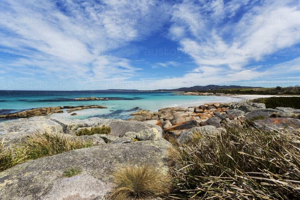 Tasmania beach and rocks landscape - Australian Stock Image
