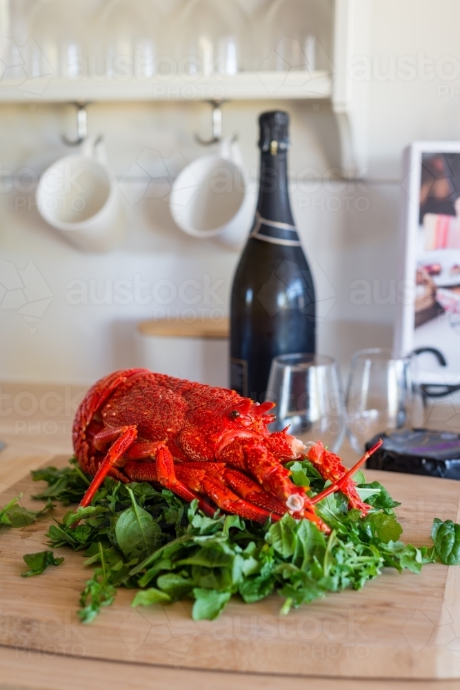 tasmanian speciality, lobster, cheese and bubbles - Australian Stock Image