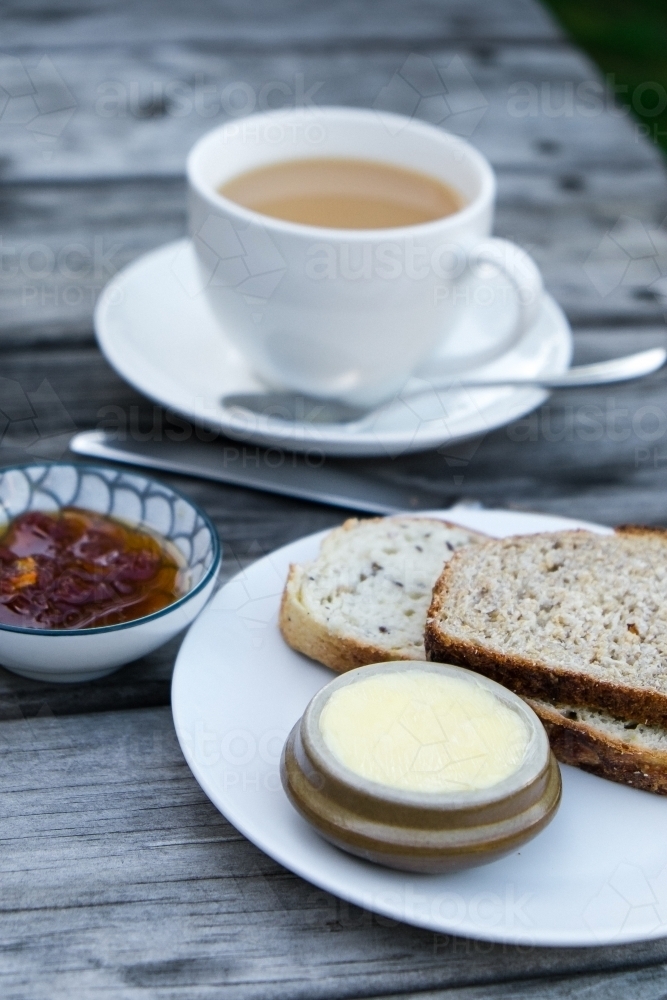 Image Of Tea And Fresh Baked Bread With Jam And Butter Austockphoto Image Of Tea And Fresh Baked Bread With Jam And Butter Austockphoto