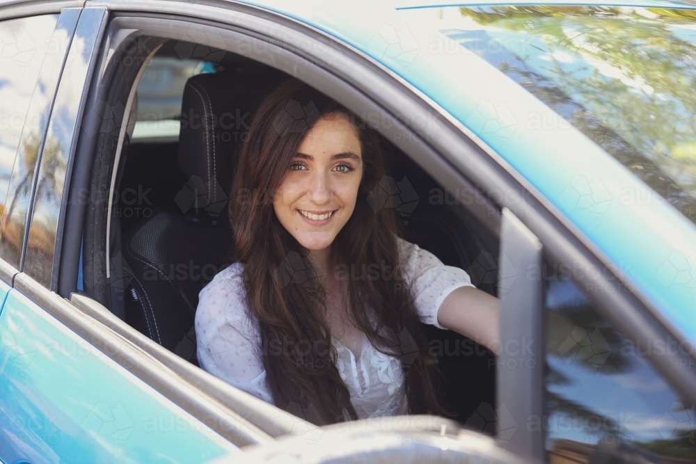Teenage girl in the car - Australian Stock Image