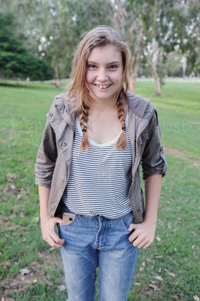 Teenage girl in the park - Australian Stock Image