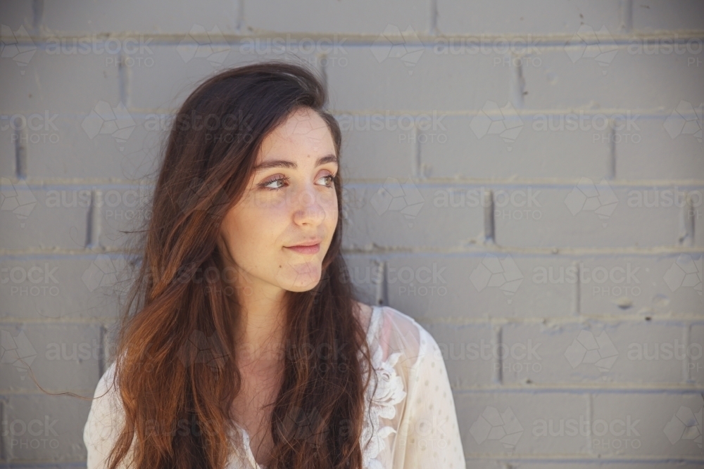 Teenage girl with very long hair - Australian Stock Image