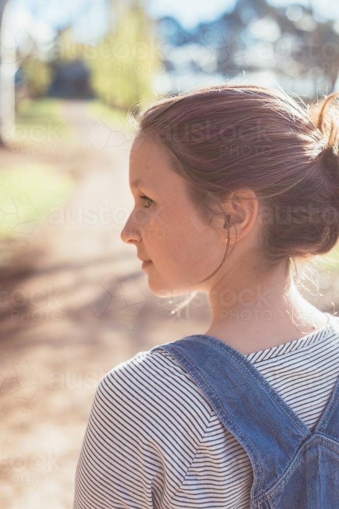 teenager with purple colour in her hair - Australian Stock Image