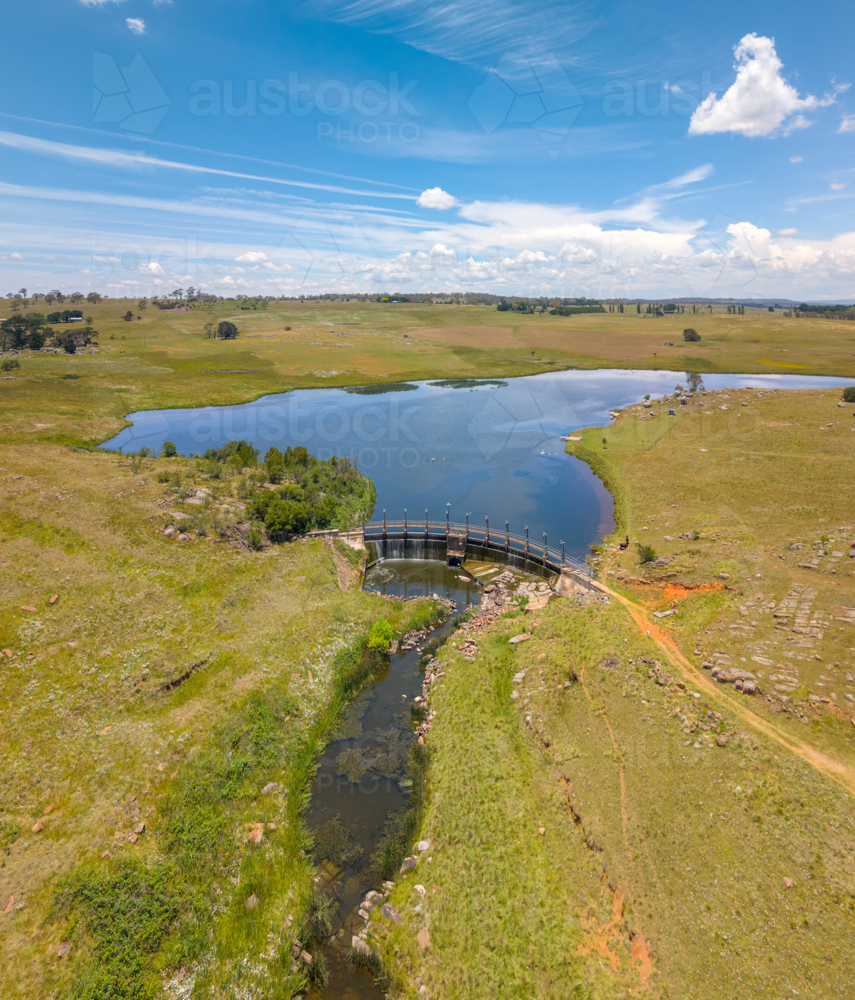The Beardy Waters Reservoir that supplies water to Glen Innes from the air. - Australian Stock Image