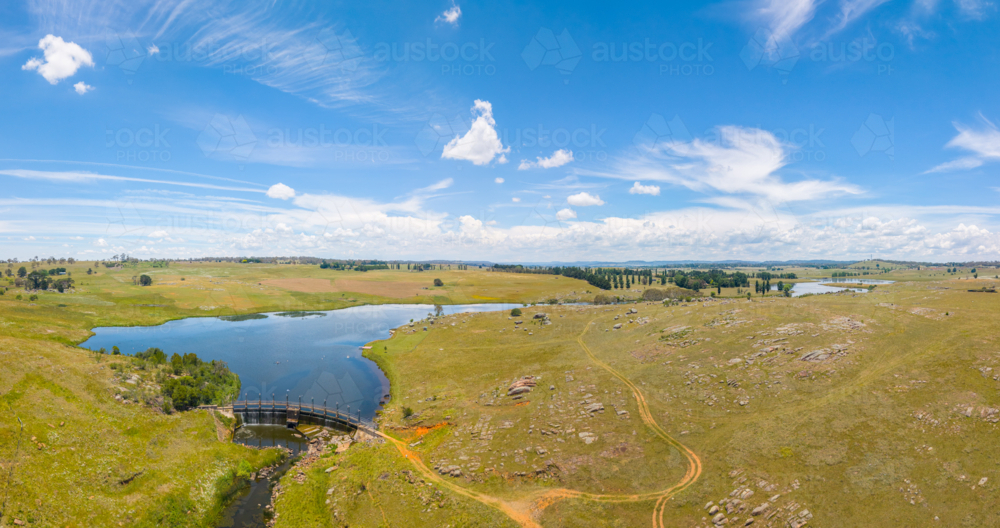 The Beardy Waters Reservoir that supplies water to Glen Innes from the air. - Australian Stock Image