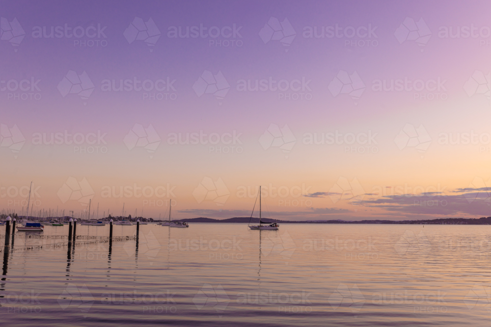 The Belmont Baths at Lake Macquarie at sunset - Australian Stock Image
