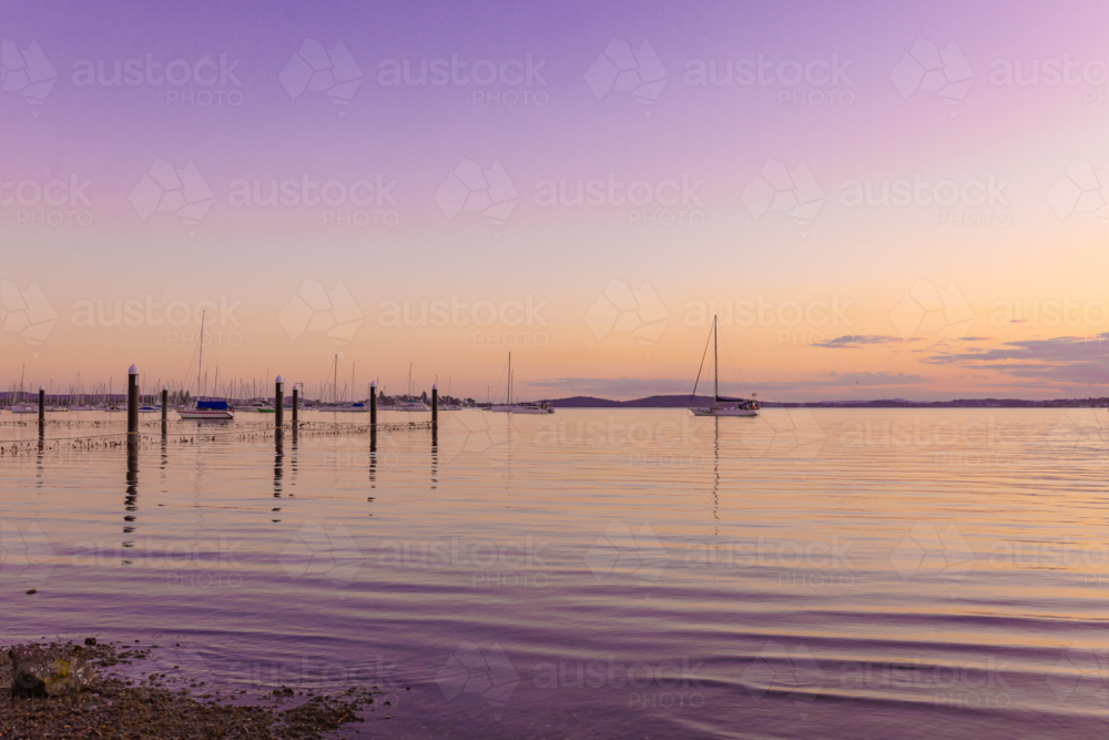 The Belmont Baths at Lake Macquarie at sunset - Australian Stock Image