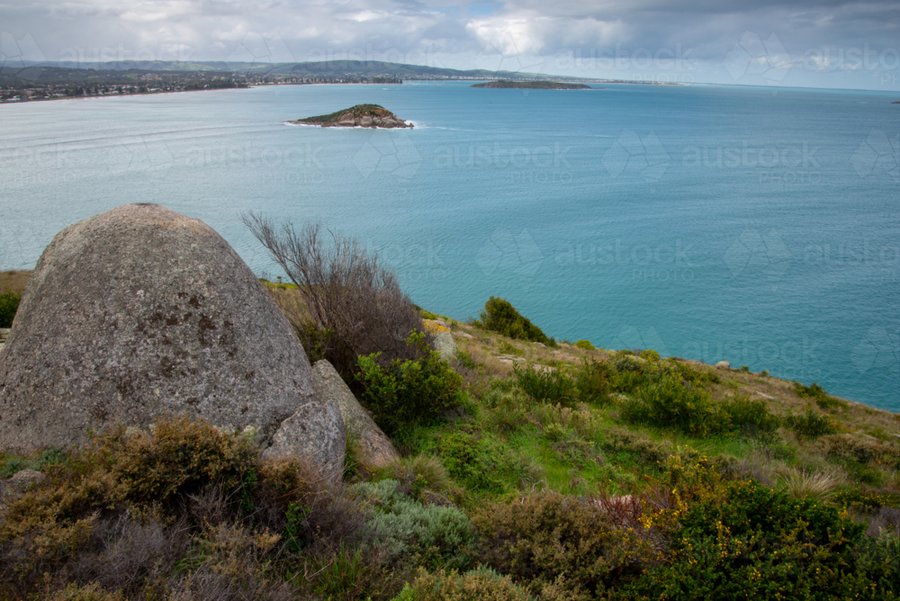 The Bluff view over ocean - Australian Stock Image
