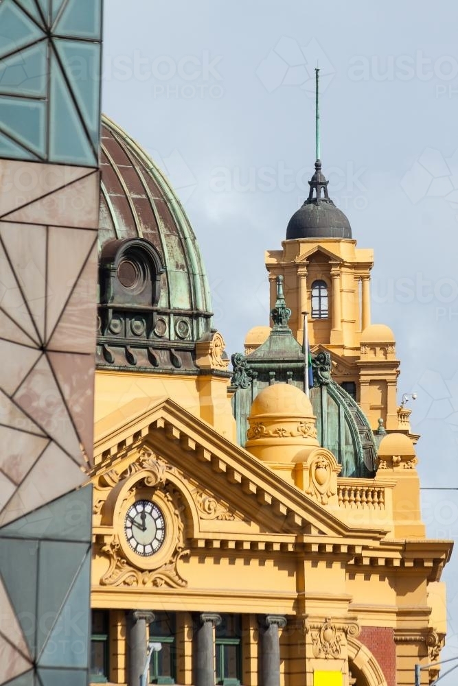 The building facade above Flinders Street Station - Australian Stock Image