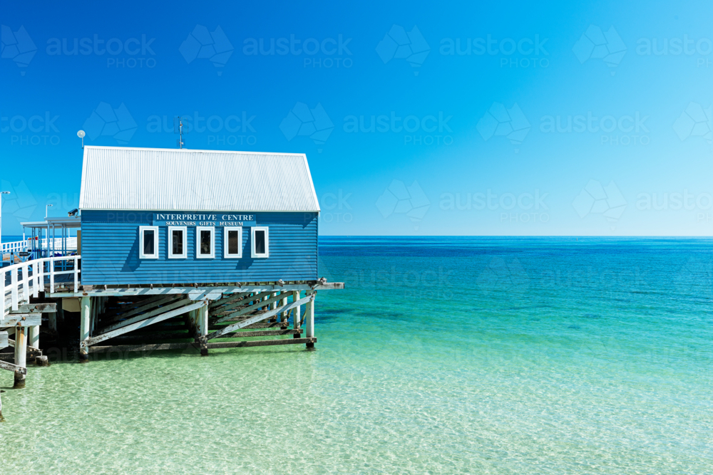 The Busselton Jetty Boathouses At Jetty - Australian Stock Image