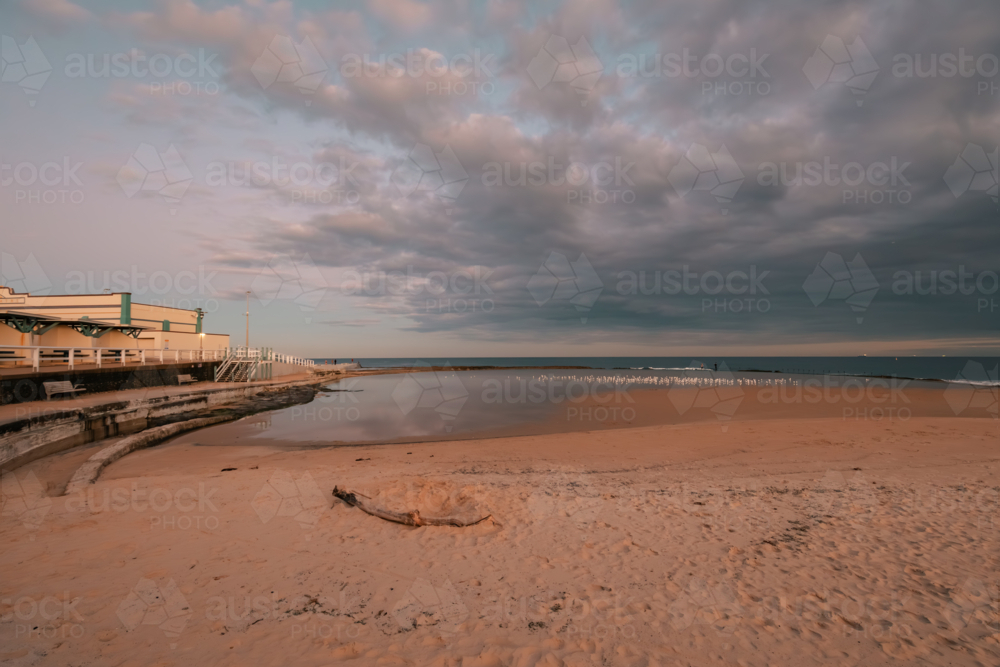 The Canoe Pool at Newcastle Beach at sunset - Australian Stock Image