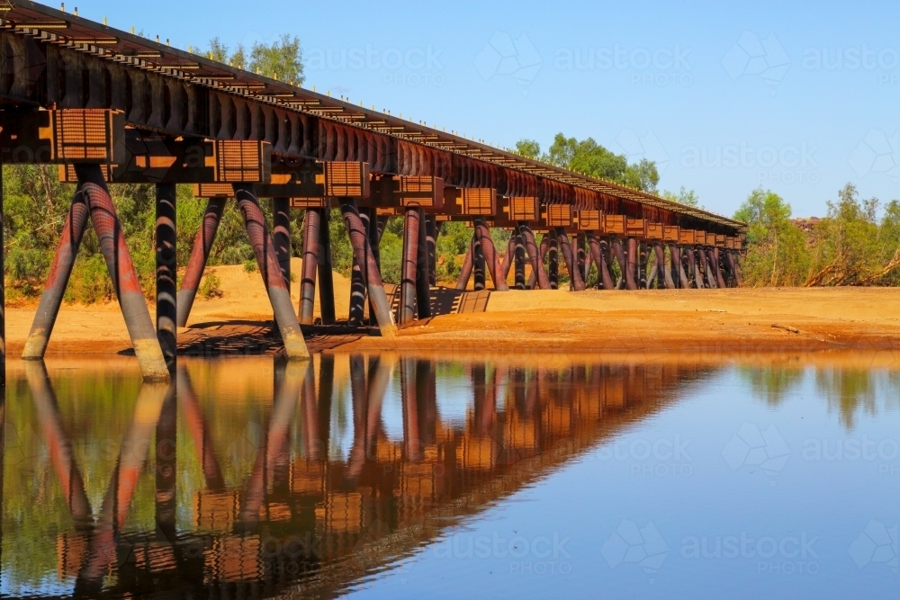 The De Grey River railway bridge in Western Australia - Australian Stock Image