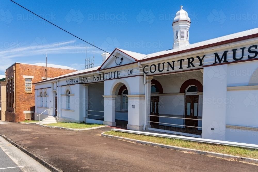 The facade of an historic music institute in a regional town - Australian Stock Image