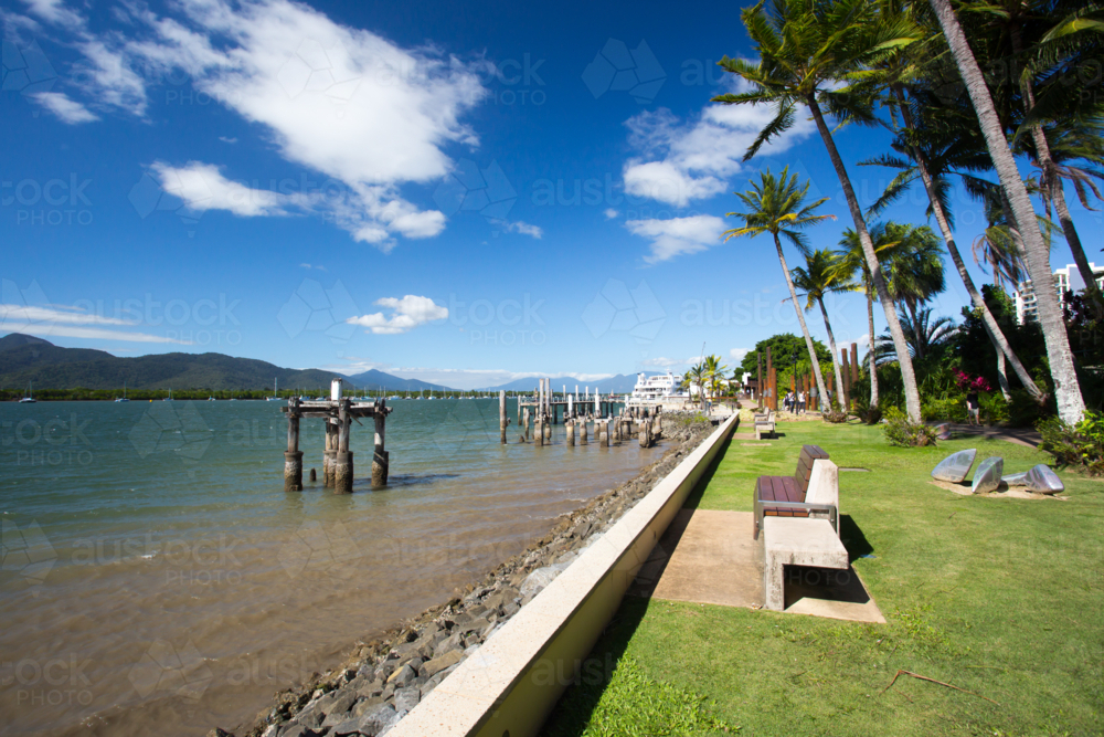 The famous Cairns waterfront and Chinaman Creek on a sunny winter's day in Queensland, Australia - Australian Stock Image