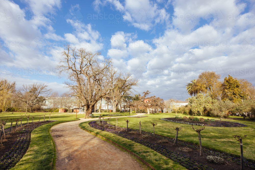 The famous Castlemaine Botanical Gardens on a warm spring afternoon - Australian Stock Image