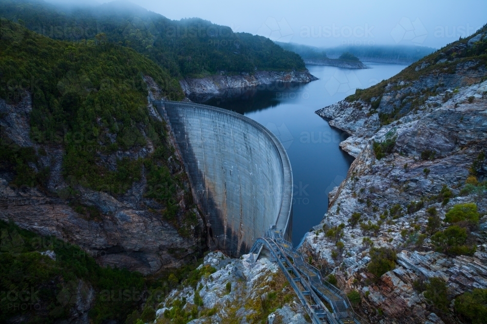 The Gordon Dam - South West Tasmania - Australia : Austockphoto The Gordon Dam - South West Tasmania - Australia - Australian Stock Image