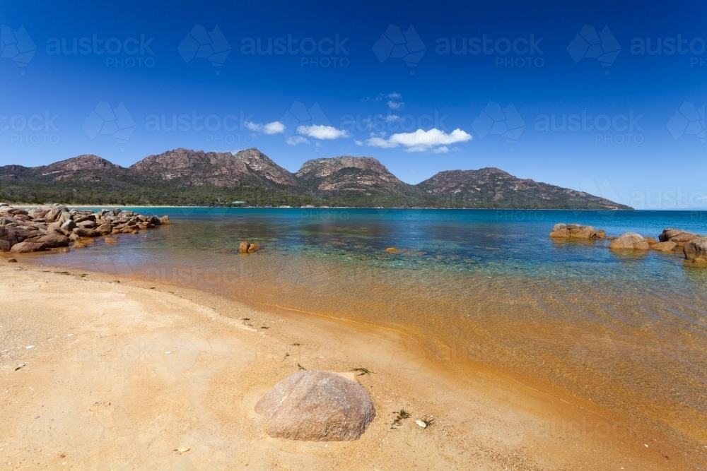 The Hazards from Richardsons Beach - Freycinet National Park - Tasmania - Australian Stock Image