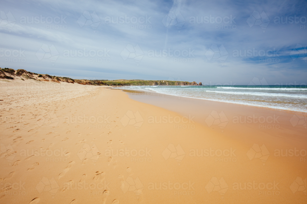 The iconic Cape Woolamai Surf Beach and Cowrie Patch Beach on Phillip Island, Victoria, Australia - Australian Stock Image
