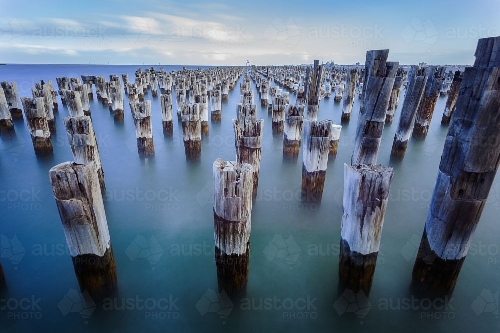 Image of The iconic Princes Pier Pylons Austockphoto