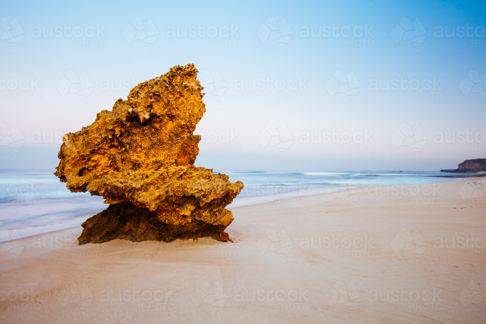 The idyllic Number Sixteen Beach at sunrise in Rye, Victoria, Australia - Australian Stock Image