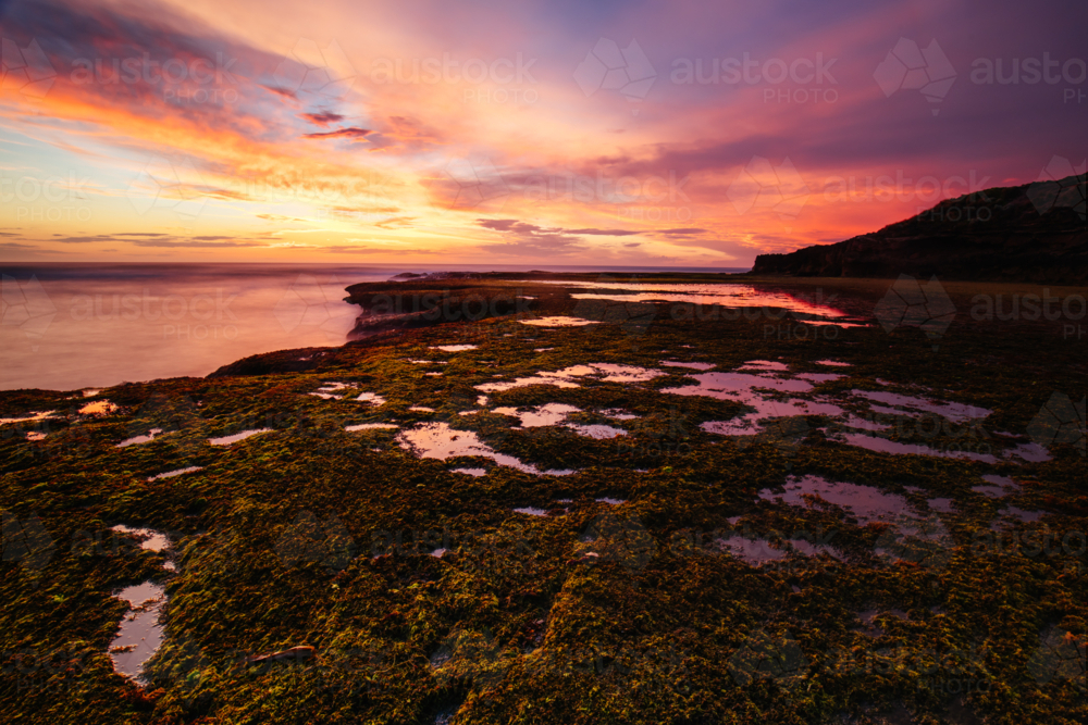 The idyllic Pearses Beach and headland around Pirates Bay Cove near Blairgowie - Australian Stock Image