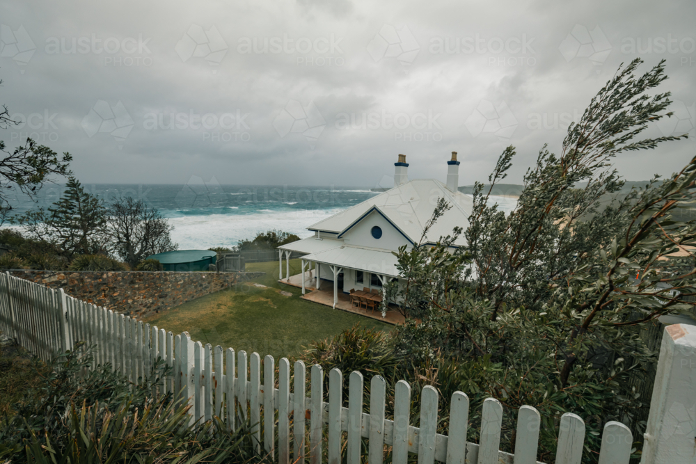 The Lighthouse Keeper's Cottage at Sugarloaf Point, Seal Rocks - Australian Stock Image