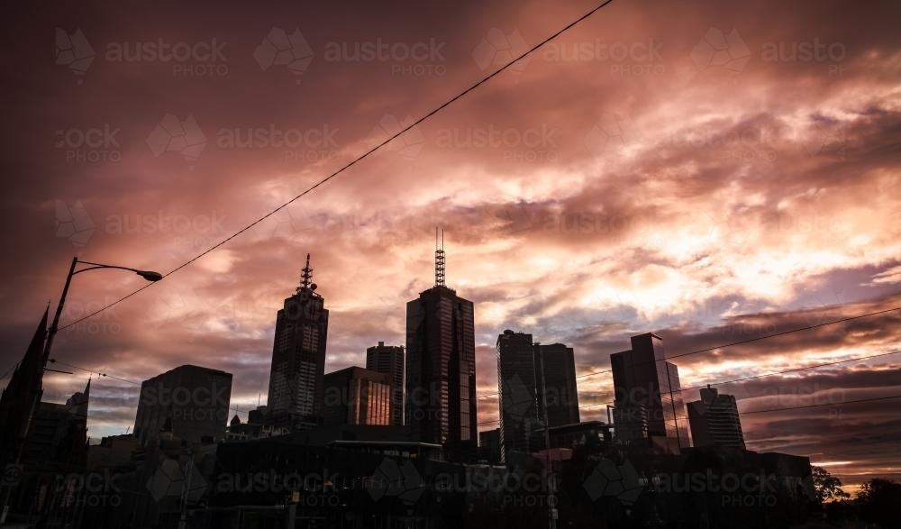 The Melbourne CBD at dawn - first light - Australian Stock Image