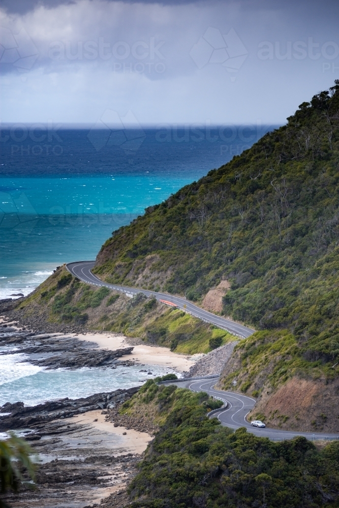 The Moody Great Ocean Road from Teddy's Lookout - Australian Stock Image