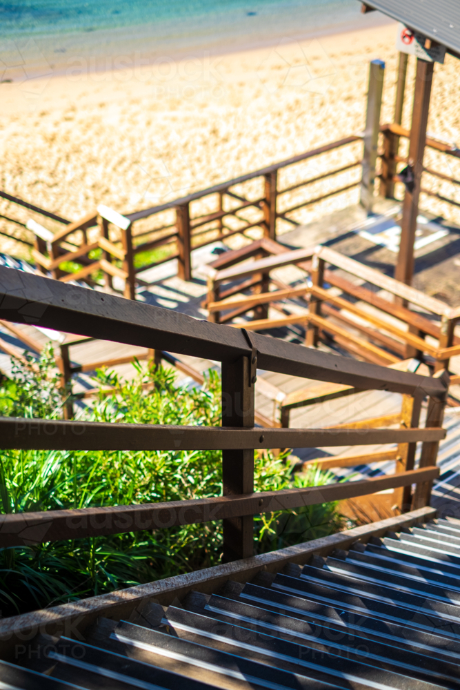 the new blackbutt steps leading to Little Bay beach - Australian Stock Image
