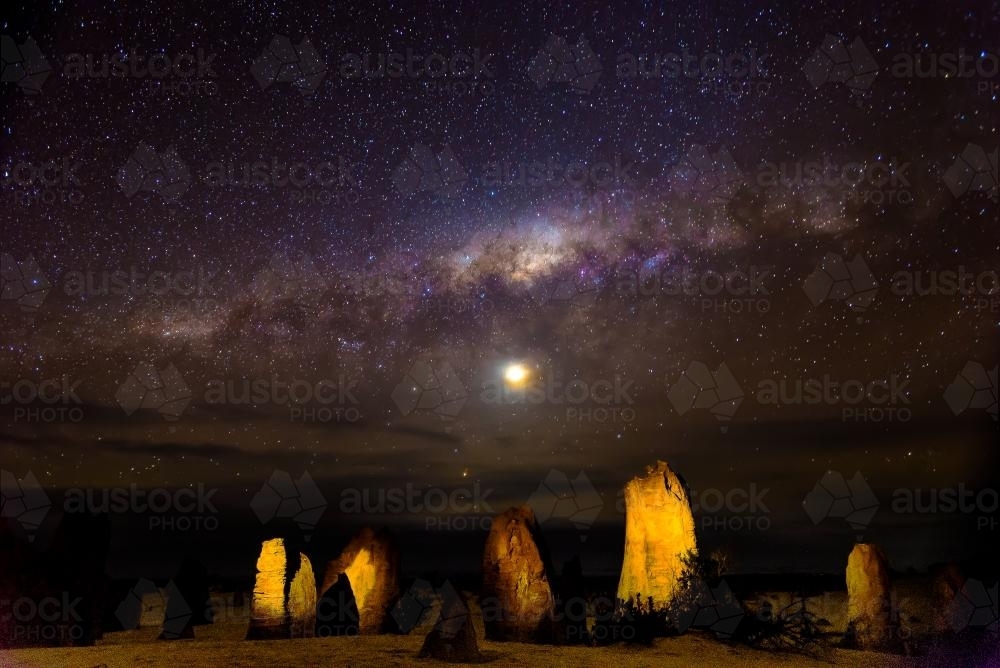 The Pinnacles at night - Australian Stock Image