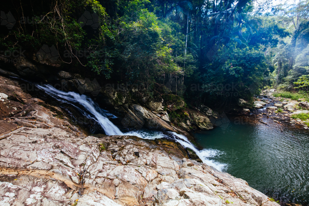 The popular Cougal Cascades Walk in Currumbin near the Gold Coast in Queensland, Australia - Australian Stock Image
