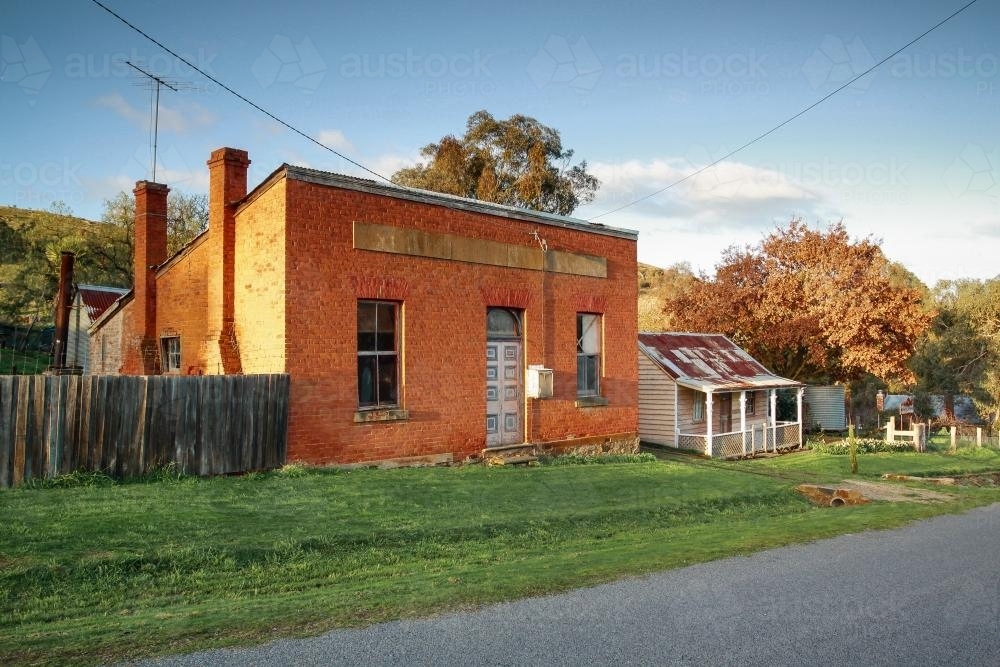 The remains of an old country bank building - Australian Stock Image