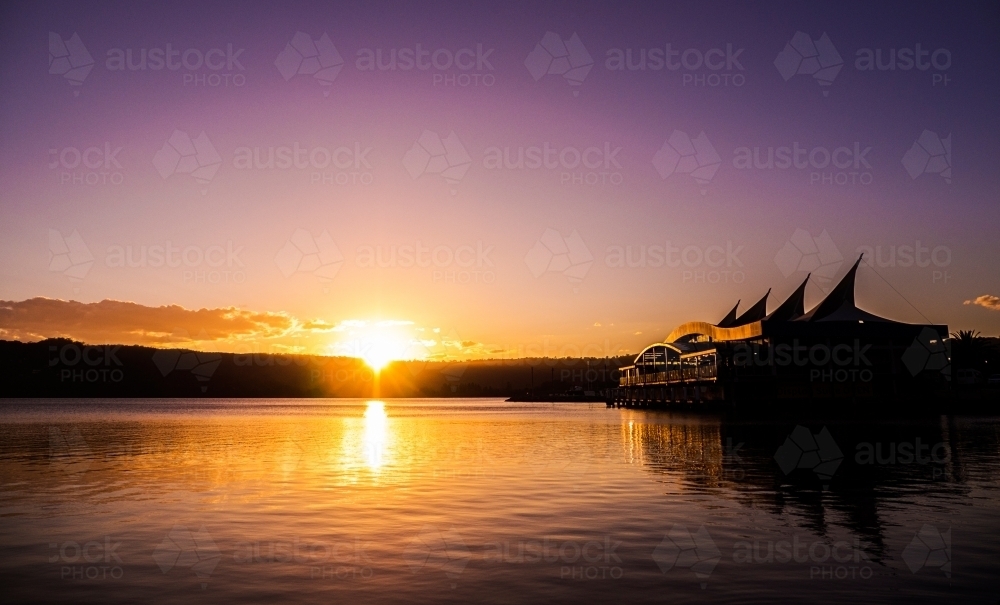 The Sails Waterfront at Gosford during Sunset - Australian Stock Image