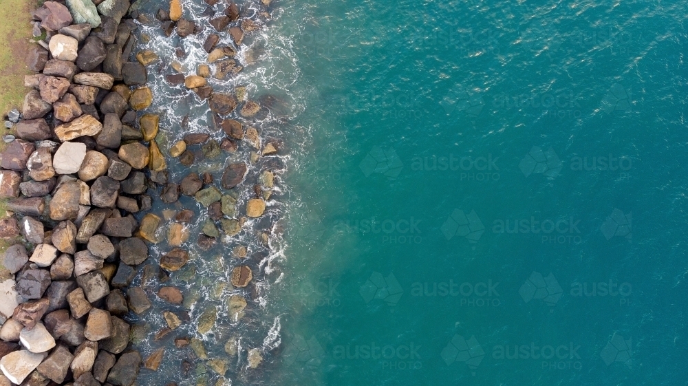 The Spit Waterway, rocks and sea - Australian Stock Image