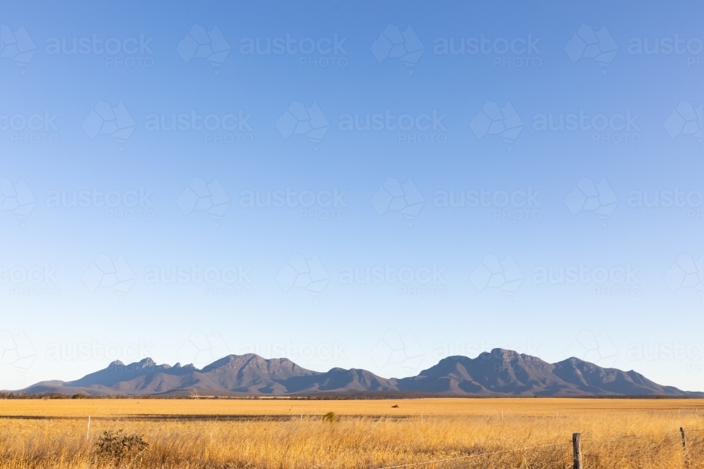 the Stirling Ranges strung out under a vast blue sky - Australian Stock Image