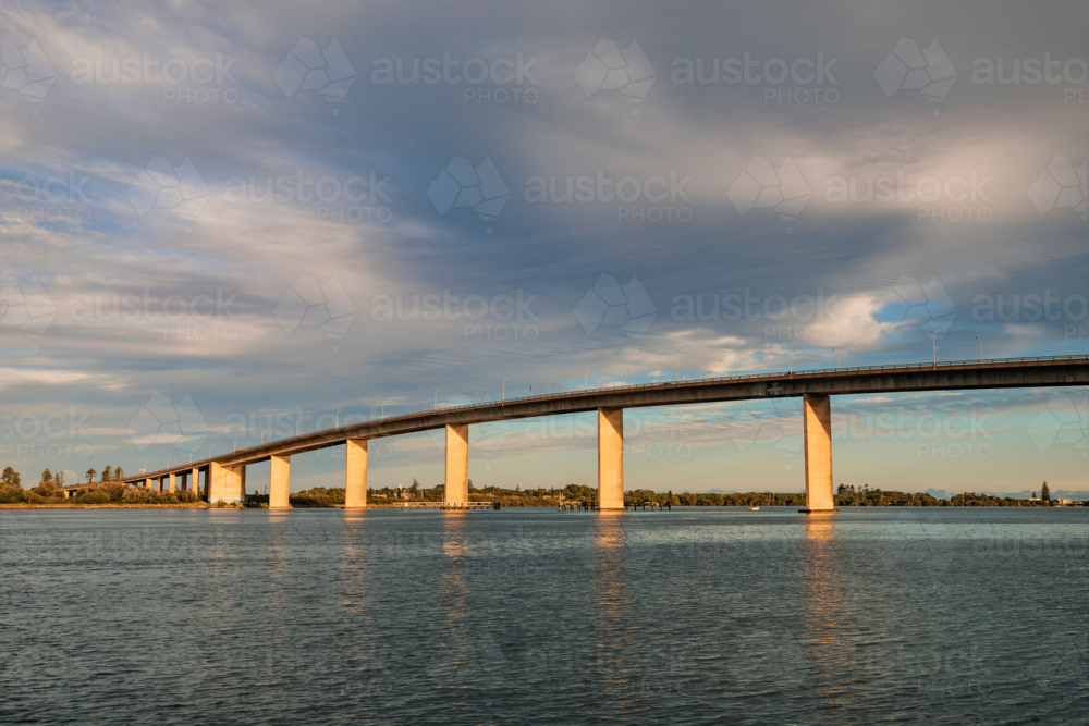 The Stockton Bridge crossing the Hunter River in Newcastle - Australian Stock Image