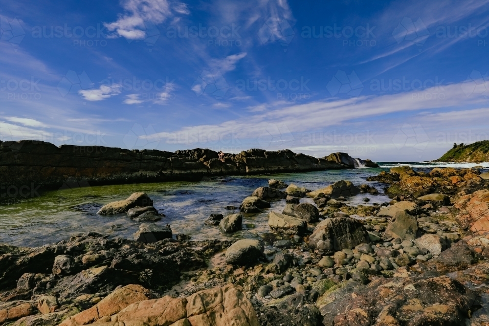The Tanks tourist attraction natural rock pool at Forster, NSW Australia - Australian Stock Image