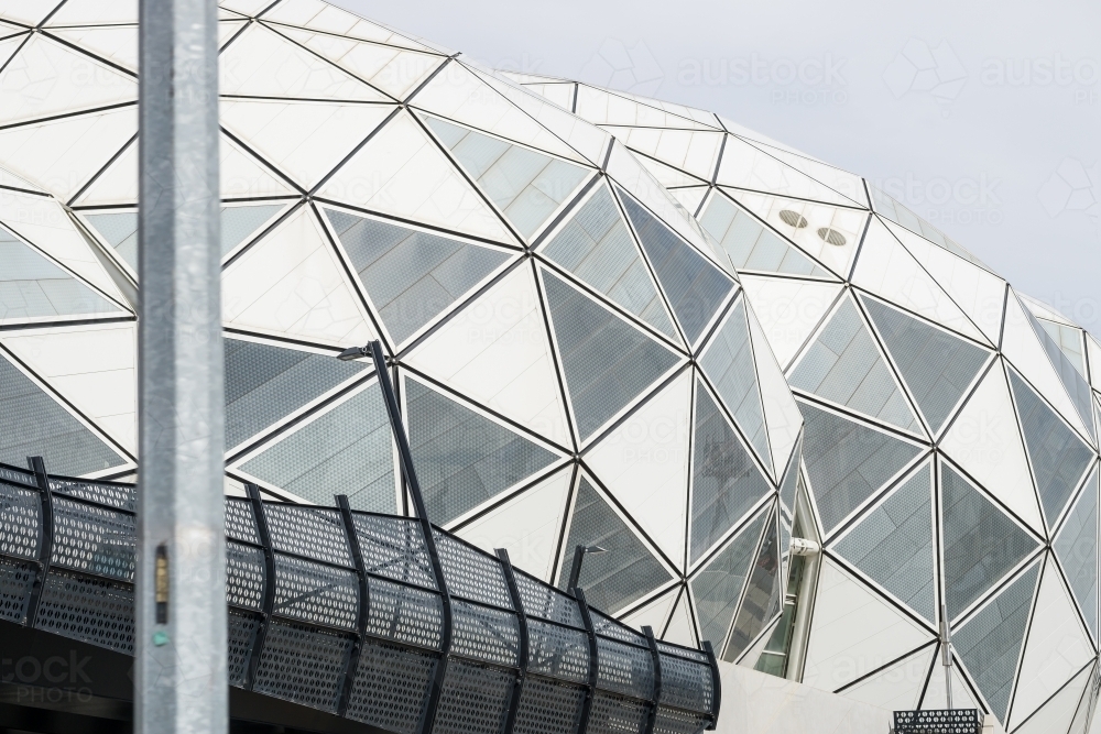 The triangular panels on the domes of AAMI Park in Melbourne - Australian Stock Image