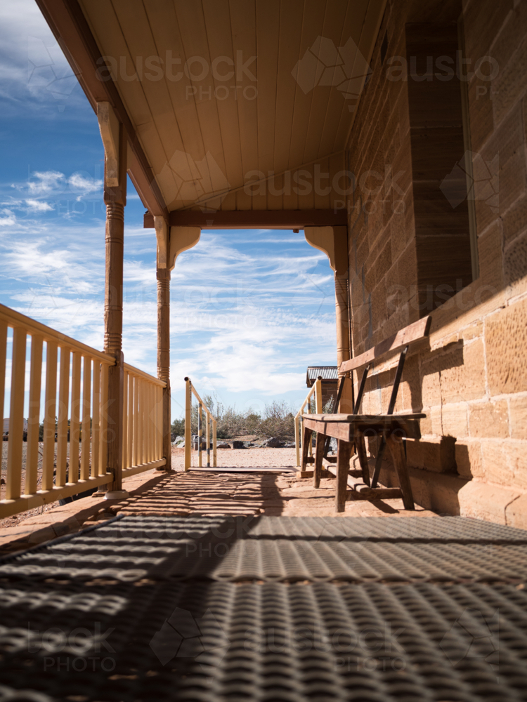 The verandah of an old building at Milparinka, New South Wales - Australian Stock Image