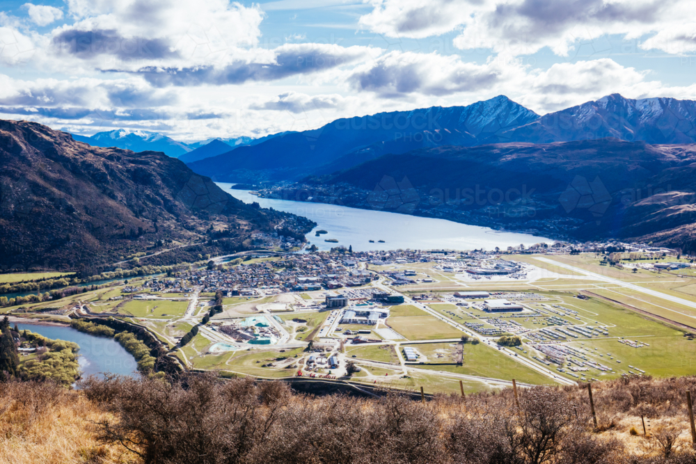 Remarkables On Spring Image of The view over Queenstown Airport from the Remarkables on a ...
