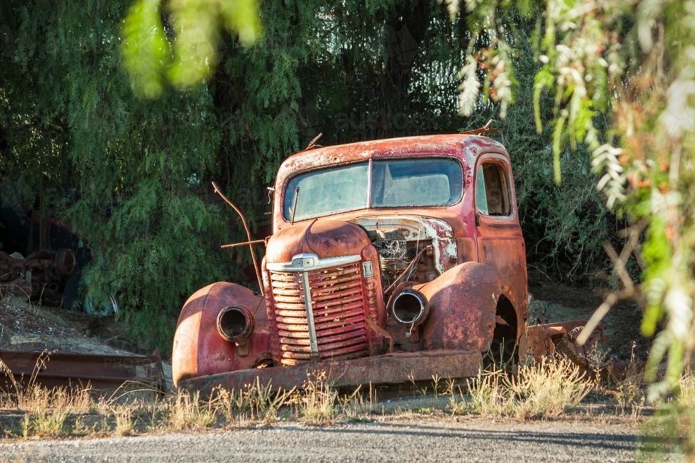 The wreck of an old truck - Australian Stock Image