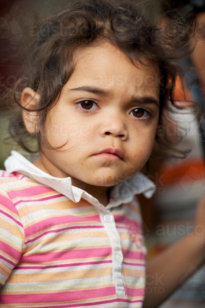 Three Year Old Aboriginal Girl - Vertical - Australian Stock Image