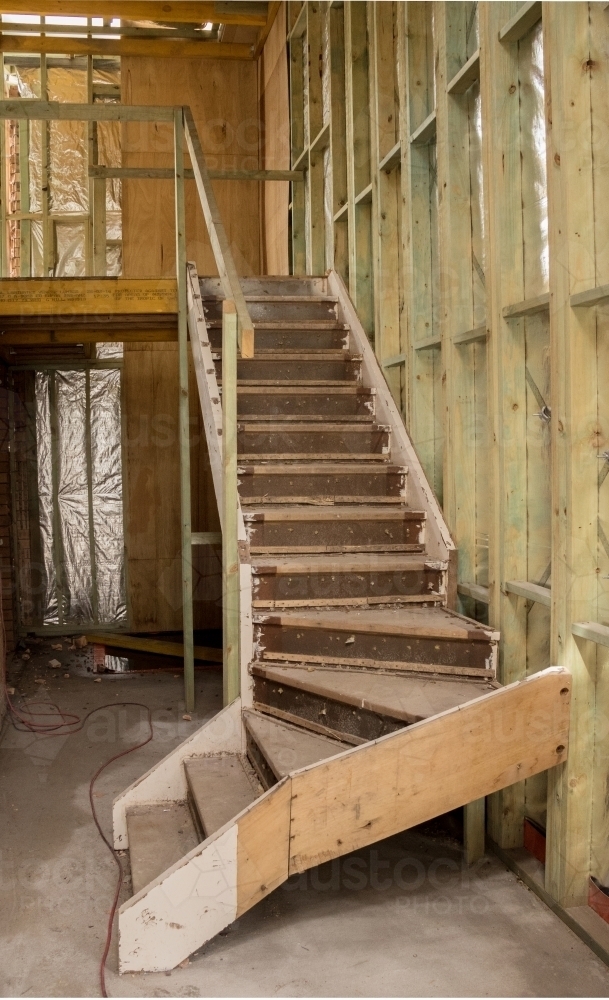 Timber staircase in residential building renovation - Australian Stock Image