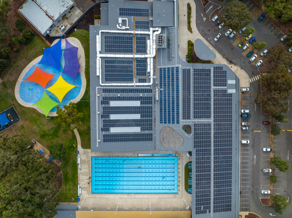 Top down view of Aquatic Recreation Centre - Australian Stock Image