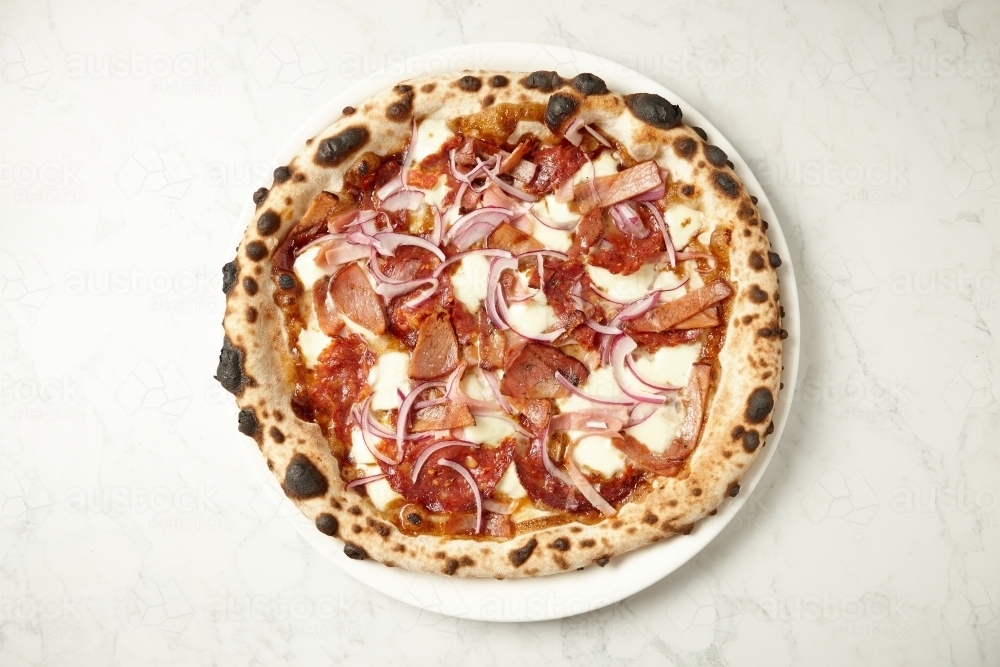 Top shot of new york style pizza - Australian Stock Image