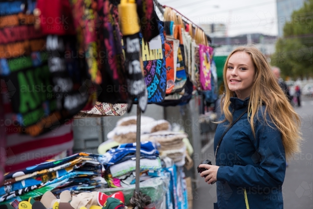 Tourist Shopping at Victoria Market - Australian Stock Image