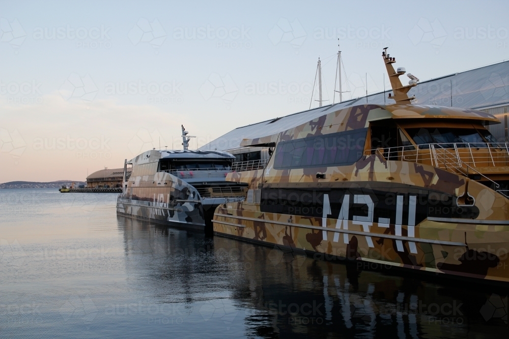 Tourist sightseeing ships docked in Hobart - Australian Stock Image