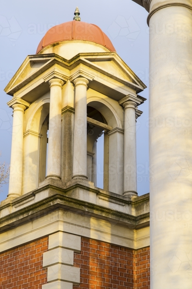 Tower detail on the side of an historic building - Australian Stock Image