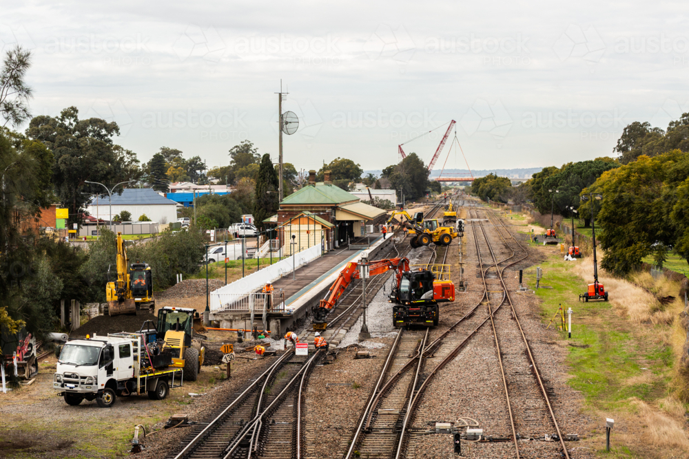 Image of trackwork happening on Singleton trainline by the railway ...