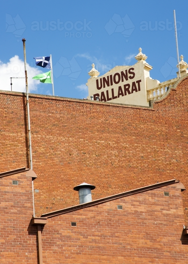 Trades Hall building Ballarat and brick wall - Australian Stock Image